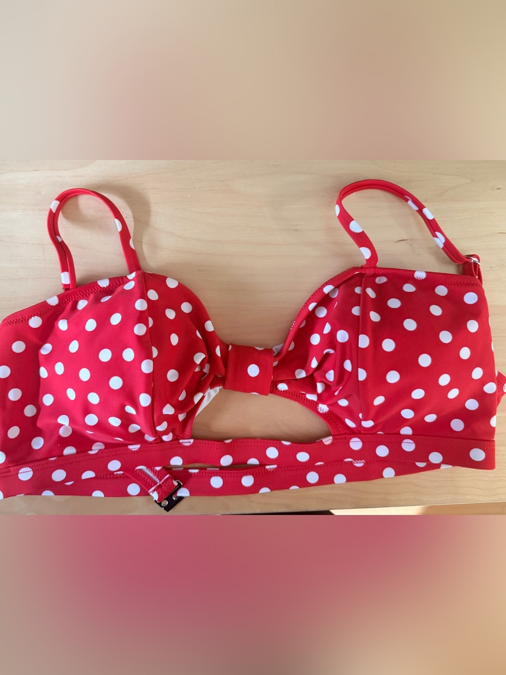 Red White Polka Dot Bikini Top